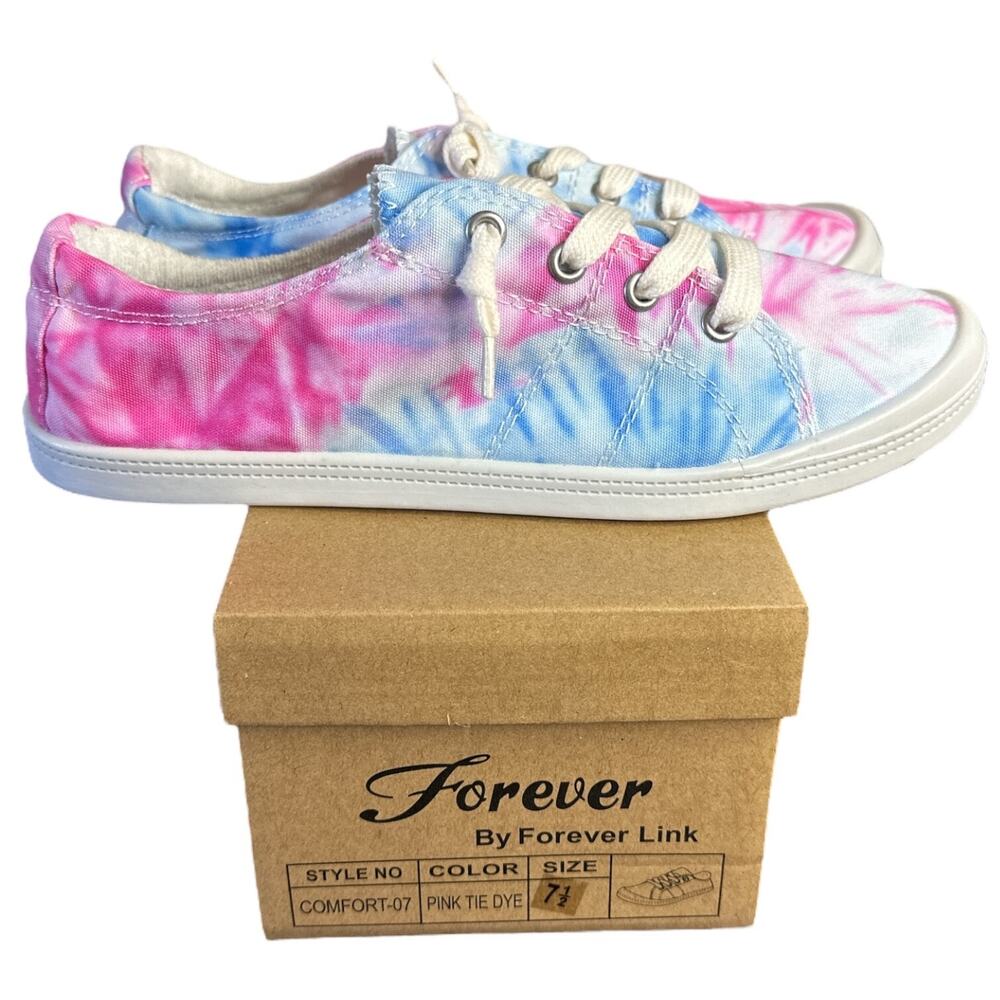 Forever  by Forever Link Tie Dye‎ Womens Sneakers 7.5 Shoes Pink Blue White NEW